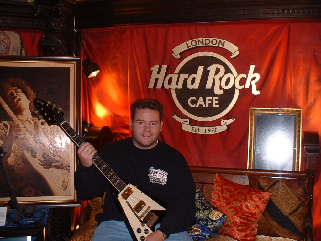 Jimi Hendrix Flying V Guitar in the vault at Hard Rock Cafe London