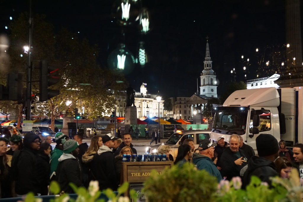 Eagles Pep Rally, Trafalgar Square, the Admiralty, London, England