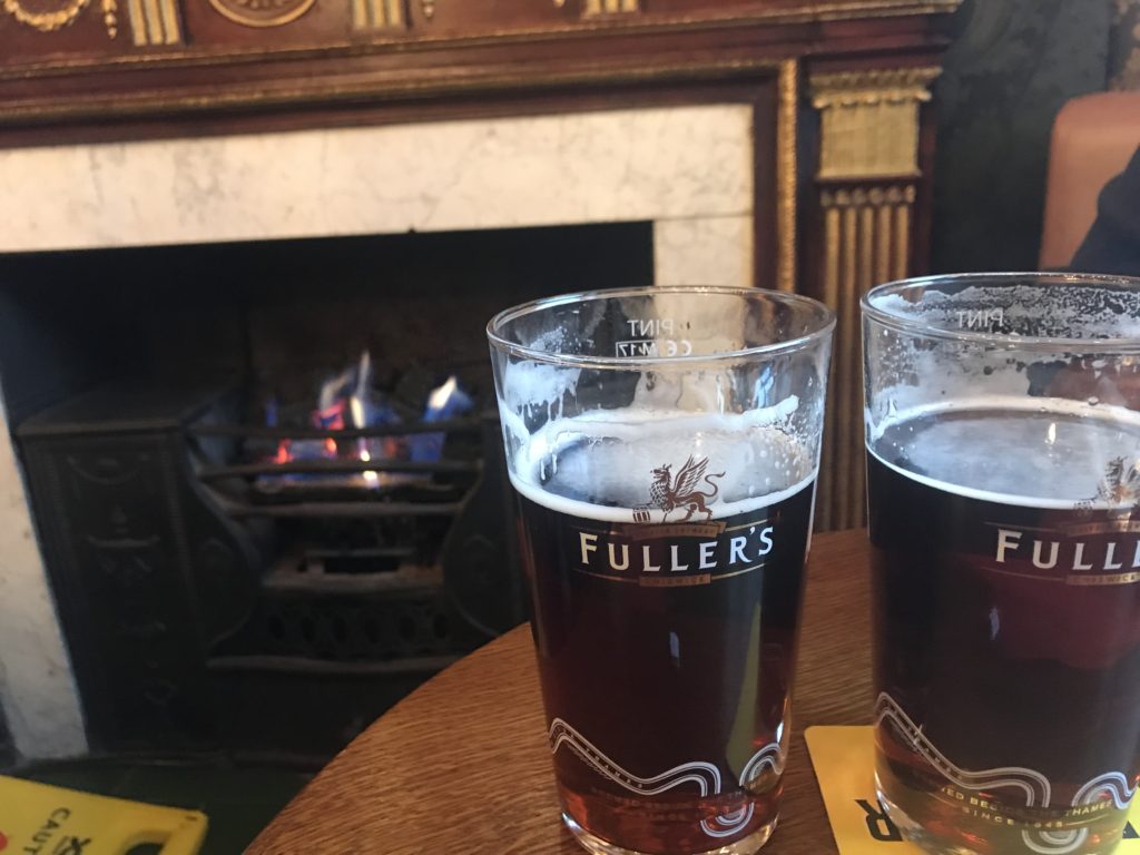 Fireplace, Beer, London Pride, Fuller's, The Victoria Pub, Paddington, London